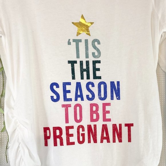 Motherhood Maternity Long Sleeve Scoop Neck Side Ruched T-Shirt White Sm… - Picture 5 of 8